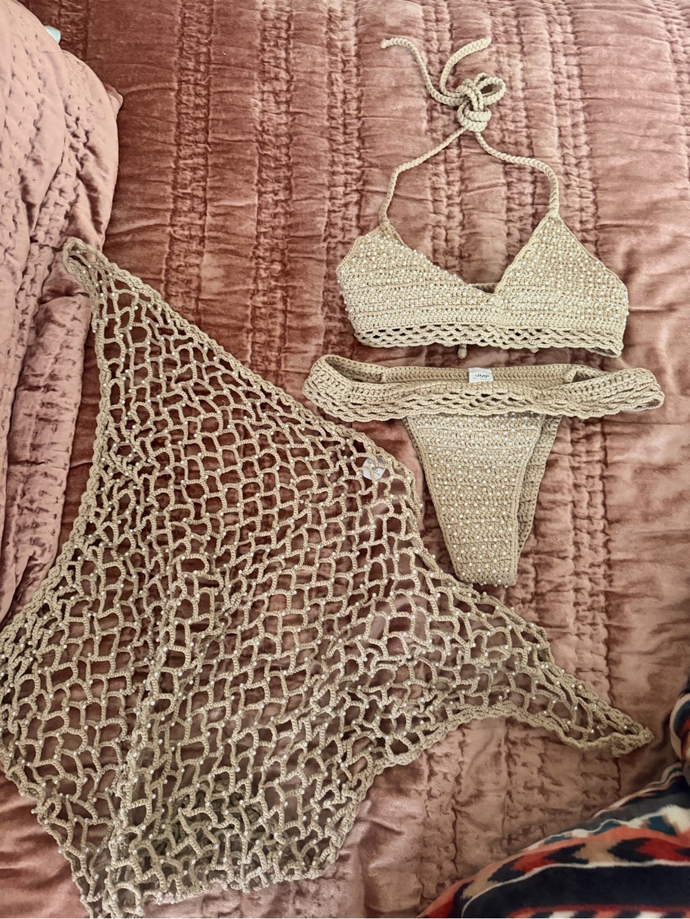 JMP the Label Pebble Crochet Tulum Bikini and Havana Sarong